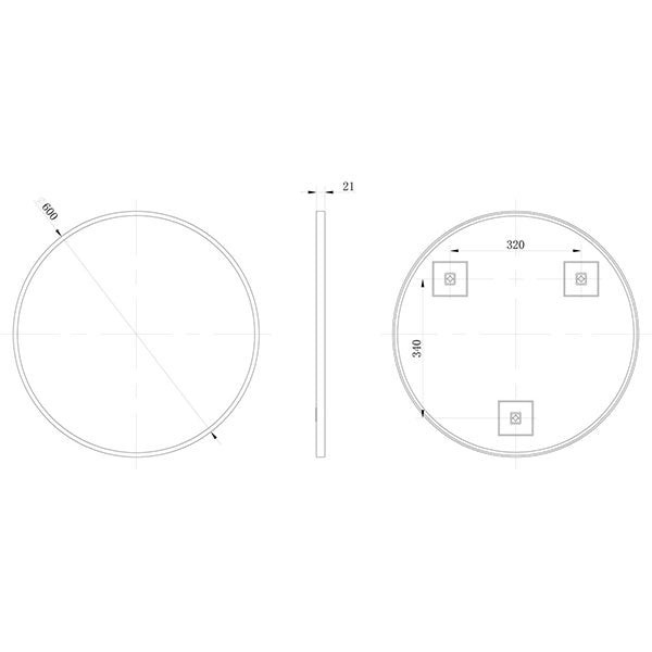 Tabo Moon Brushed Bronze Round Mirror 600 x 600mm