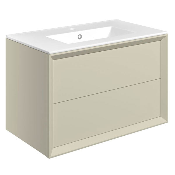 Tabo Orta Matt Cotton Wall Hung 2 Drawer Basin Unit & Basin 815mm