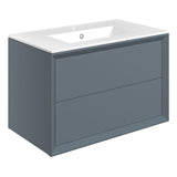 Tabo Orta Matt Storm Blue Wall Hung 2 Drawer Basin Unit & Basin 815mm