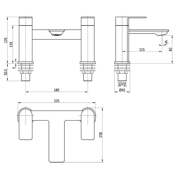 Tabo Roz Chrome Bath Filler Tap