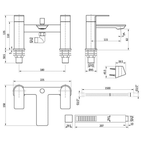 Tabo Roz Chrome Bath Shower Mixer Tap