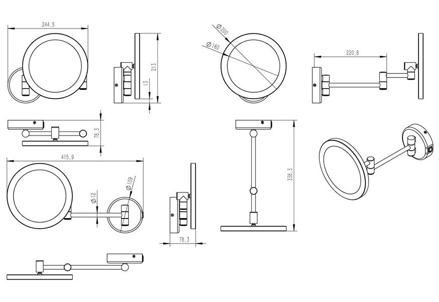 Tabo Solar Round LED Chrome Cosmetic Mirror 245 x 213mm