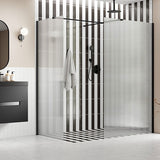 Tabo Splash Fresco Fluted Glass Wetroom Panel (and Side Panel) Black 