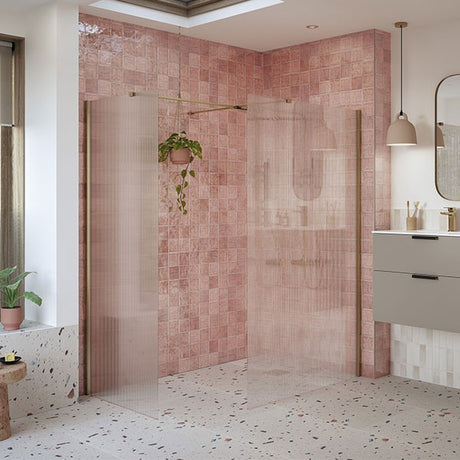 Tabo Splash Fresco wetroom with side panel in Brushed Bronze