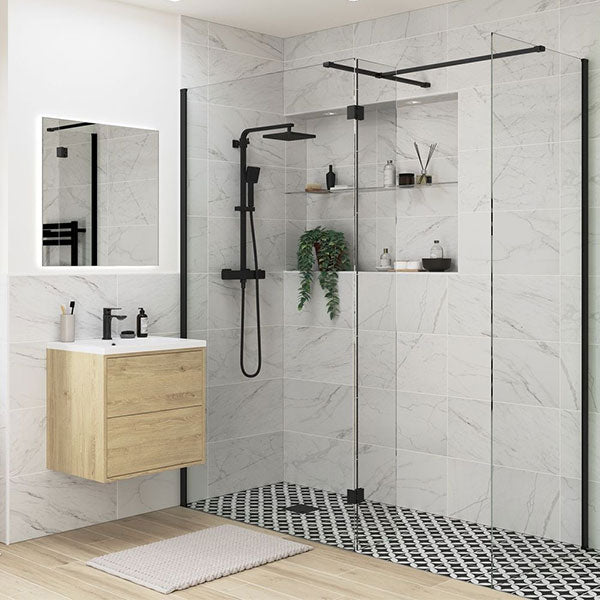 Splash Fresco Optional Wetroom Side Panel Black (with wetroom & splash panel)