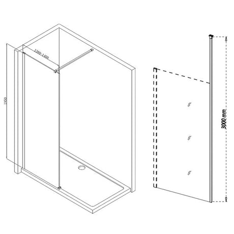Tabo Splash Fresco Wetroom Panel & Floor-to-Ceiling Pole Chrome
