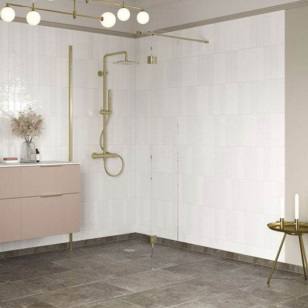 Tabo Splash Fresco Wetroom Panel Brushed Brass 800mm