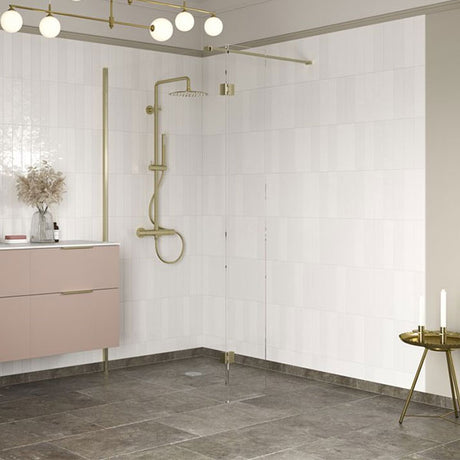 Tabo Splash Fresco Wetroom Panel Brushed Brass 800mm