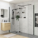 Tabo Splash Fresco Wetroom Panel (with side & splash panel) Black