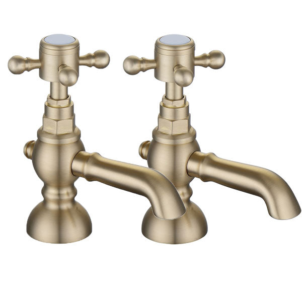 Tabo Stratford Brushed Brass Basin Pillar Taps – Tiles and Bathrooms Online