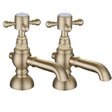 Tabo Stratford Brushed Brass Basin Pillar Taps