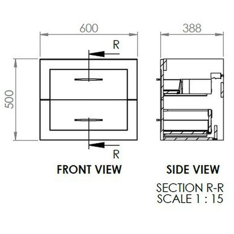 Tabo Treviso Matt Reed Green Wall Hung 2 Drawer Basin Unit & Basin 615mm
