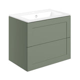 Tabo Treviso Matt Reed Green Wall Hung 2 Drawer Basin Unit & Basin 615mm