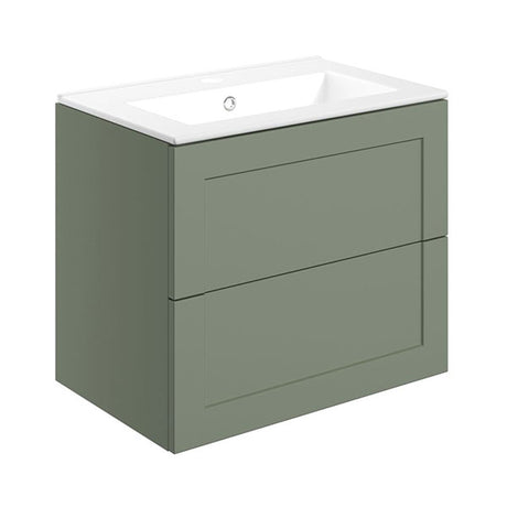 Tabo Treviso Matt Reed Green Wall Hung 2 Drawer Basin Unit & Basin 615mm