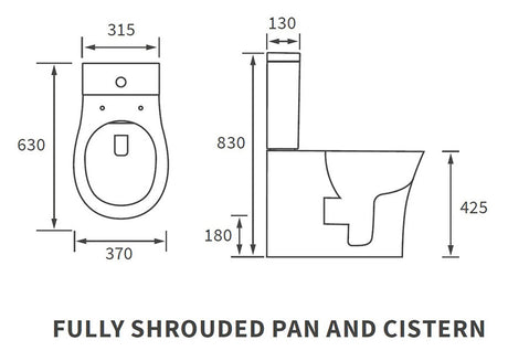 Savino Rimless C/C Fully Shrouded WC & Soft Close Seat