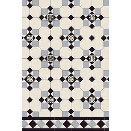 Tenby pattern in Grey, Black and Dover White