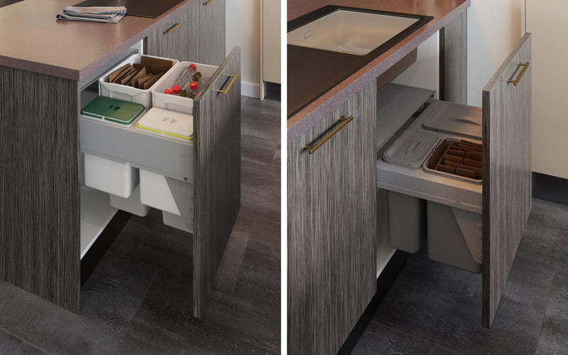 TEXTURA Grey Oak - Integrated Waste Bins