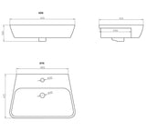 Trafalgar 1TH Semi Recessed Basin 495 x 415mm