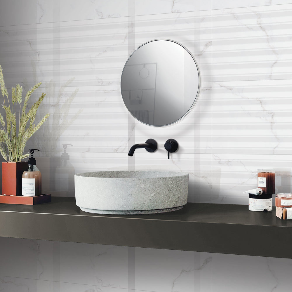 Toledo White Decor Gloss Wall Tile 30 x 60cm