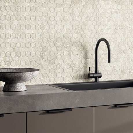Unicom Starker Arenite Avorio hexagon mosaic tiles