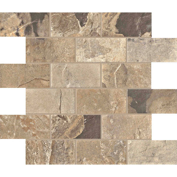 Unicom Starker Natural Slate Autumn Brick Mosaic 30 x 30cm