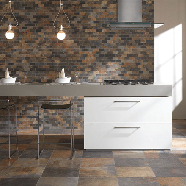 Unicom Starker Natural Slate Multicolour Brick Mosaics