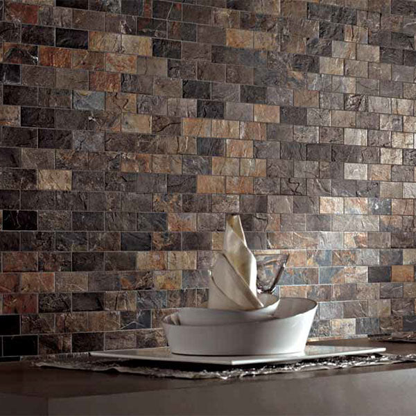 Unicom Starker Natural Slate Multicolour Brick Mosaics