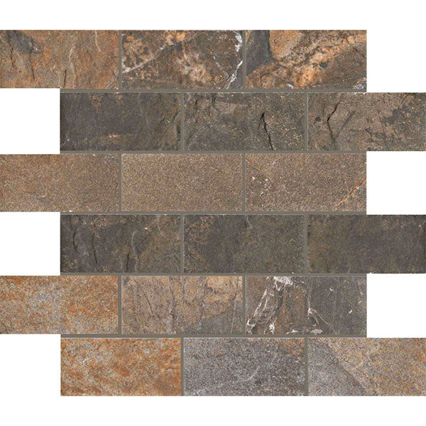 Unicom Starker Natural Slate Multicolour Brick Mosaic