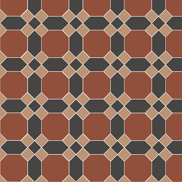 Warwick pattern in Red, Black and Buff