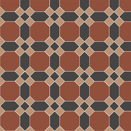 Warwick pattern in Red, Black and Buff