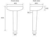 Westminster 1TH Basin & Full Pedestal 450 x 400mm