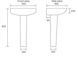 Westminster 1TH Basin & Full Pedestal 550 x 400mm