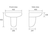 Westminster 1TH Basin & Semi Pedestal 450 x 400mm