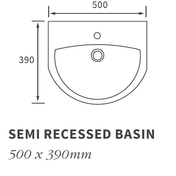 Westminster 1TH Semi Recessed Basin 500 x 390mm