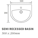 Westminster 1TH Semi Recessed Basin 500 x 390mm