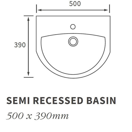 Westminster 1TH Semi Recessed Basin 500 x 390mm