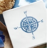 Winchester Residence Compass Blue on Papyrus 13 x 13cm