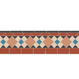 Wordsworth Border in Buff, Blue, White, Black & Red