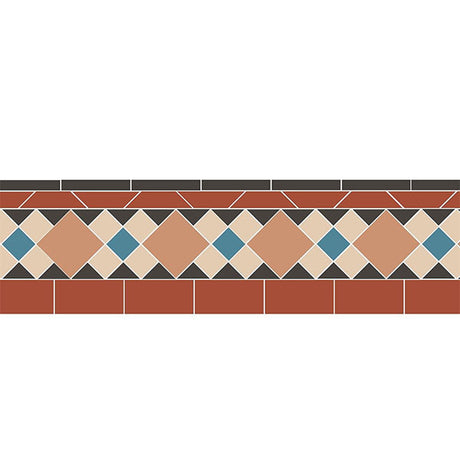 Wordsworth Border in Buff, Blue, White, Black & Red