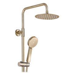 Tabo Brushed Brass Thermostatic Bar Mixer Shower with Riser Kit