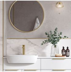 Tabo Moon Brushed Brass Round Mirror 