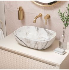 Tabo Nelson White Marble Effect Washbowl 460 x 330mm