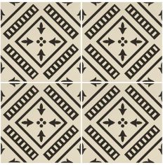 Odyssey Pompeii Black on Dover White Tiles, repeat pattern