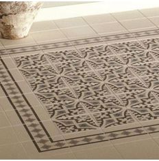 Odyssey Romanesque Light Blue, Light Grey and Dark Grey on Dover White Tiles, pattern repeat
