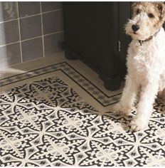 Odyssey Romanesque Light Grey and Black on White Tile