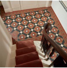 Richmond pattern in Red, Black, Buff and White with Byron border