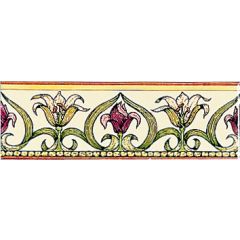 Original Style Art Nouveau Lily Green Border Tile