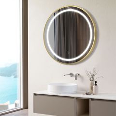 Tabo Future Front-Lit LED Brushed Brass Mirror 600 x 600mm