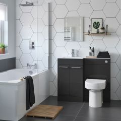 Apollo Cleo Anthracite Gloss Floor Standing L-Shape WC & Basin Unit 1100mm