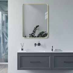 Tabo Moon Brushed Brass Rectangle Mirror 600 x 800mm